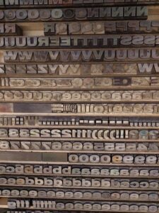 Buchdruck Buchstaben im Museum der Arbeit